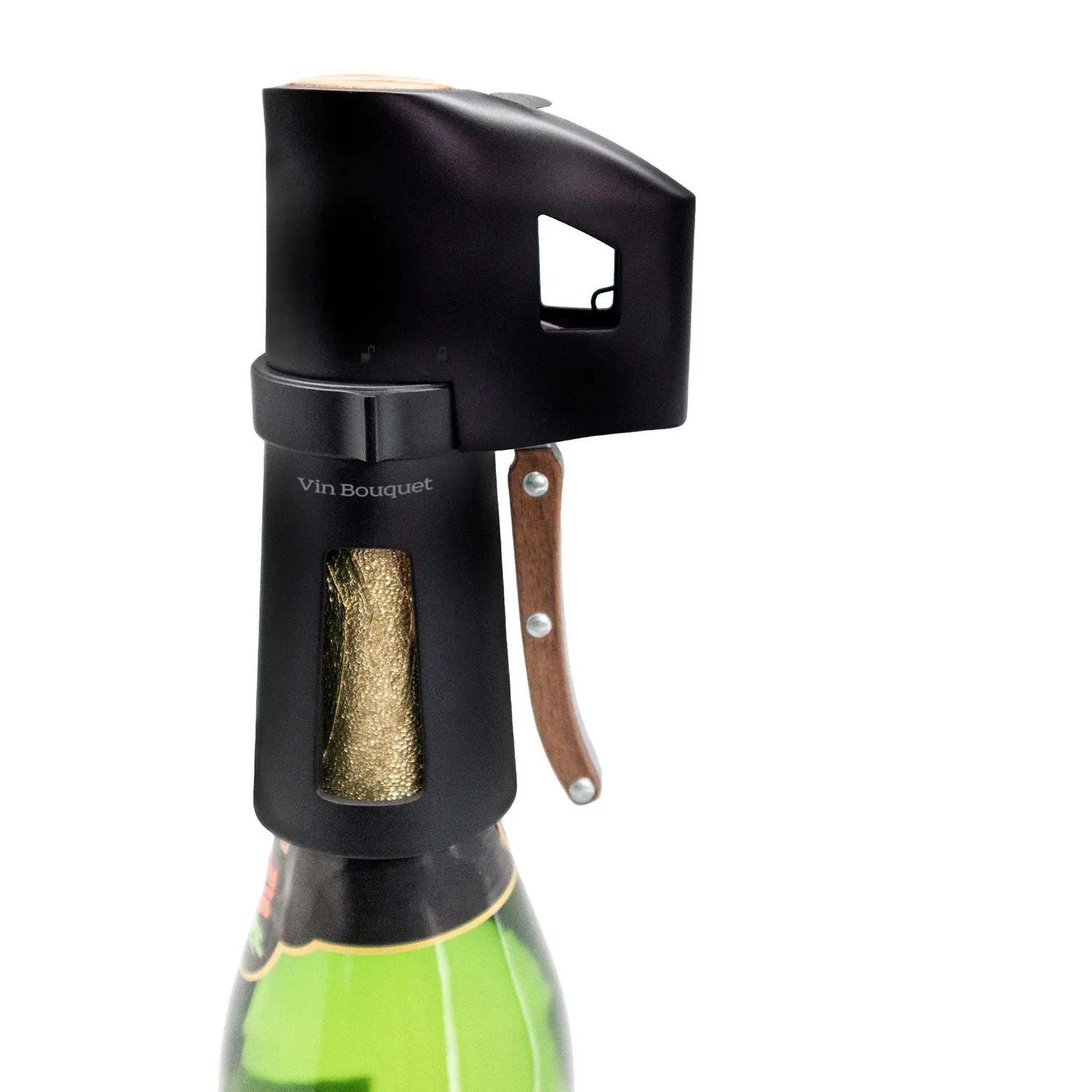 VinBouquet Apribottiglie Spumante Manico Legno Nero Opaco
