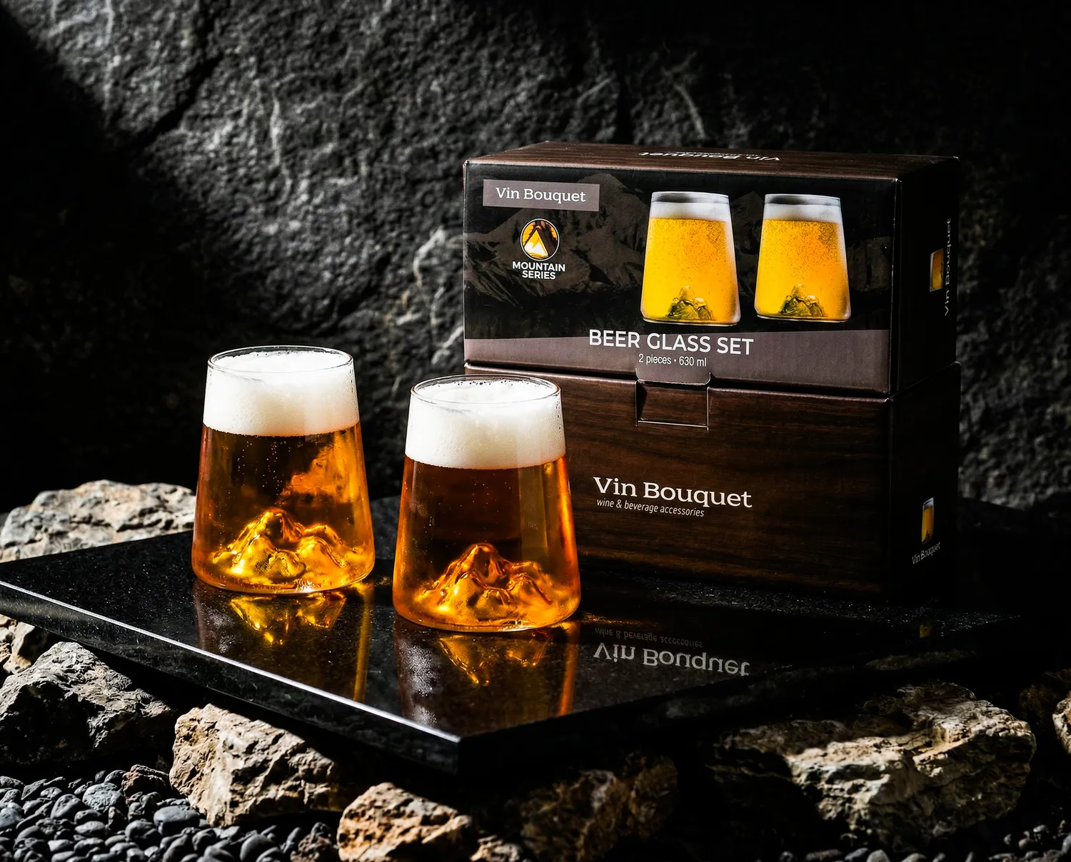 VinBouquet Bicchiere in Vetro per Birra Montagna 2 pezzi da 630 ml
