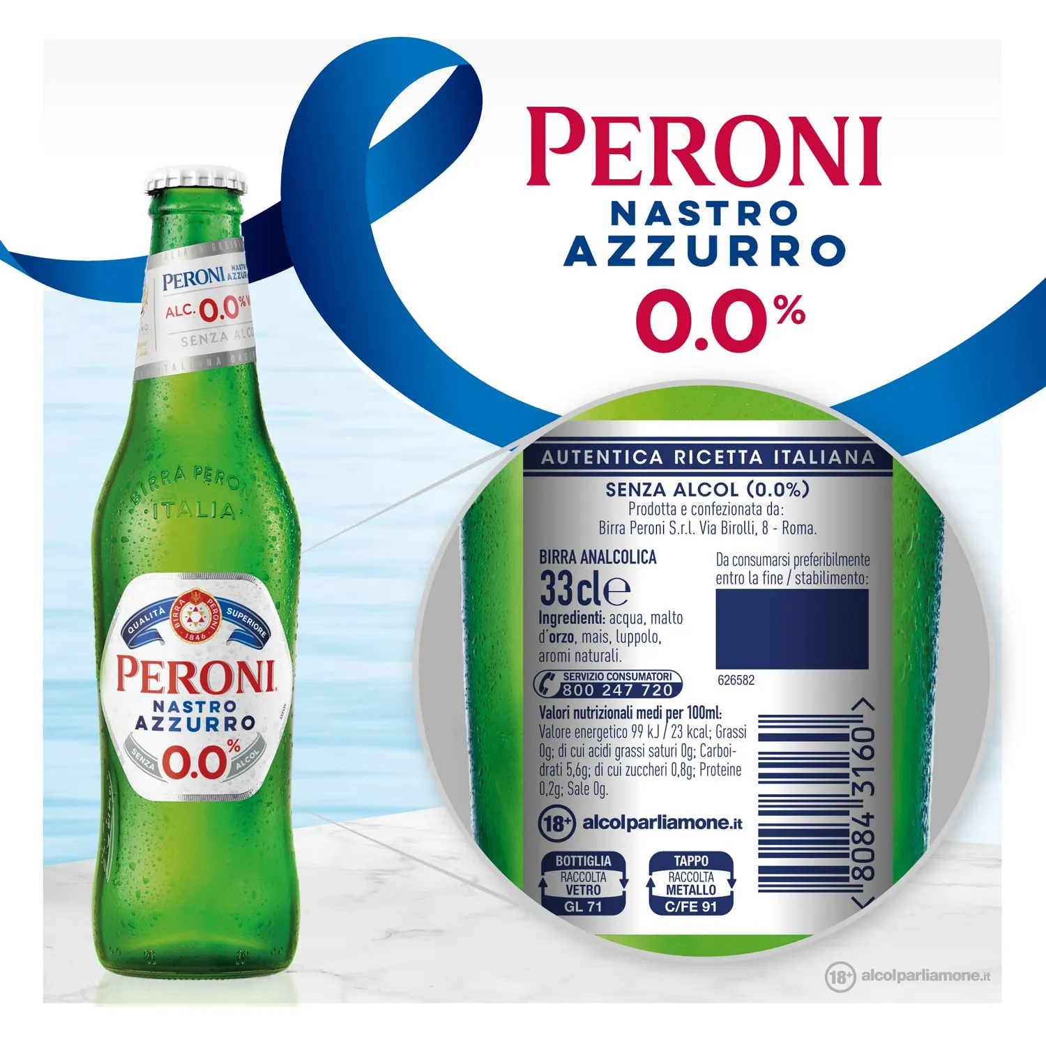 Peroni Nastro Azzurro 0.0 Birra Analcolica Secca