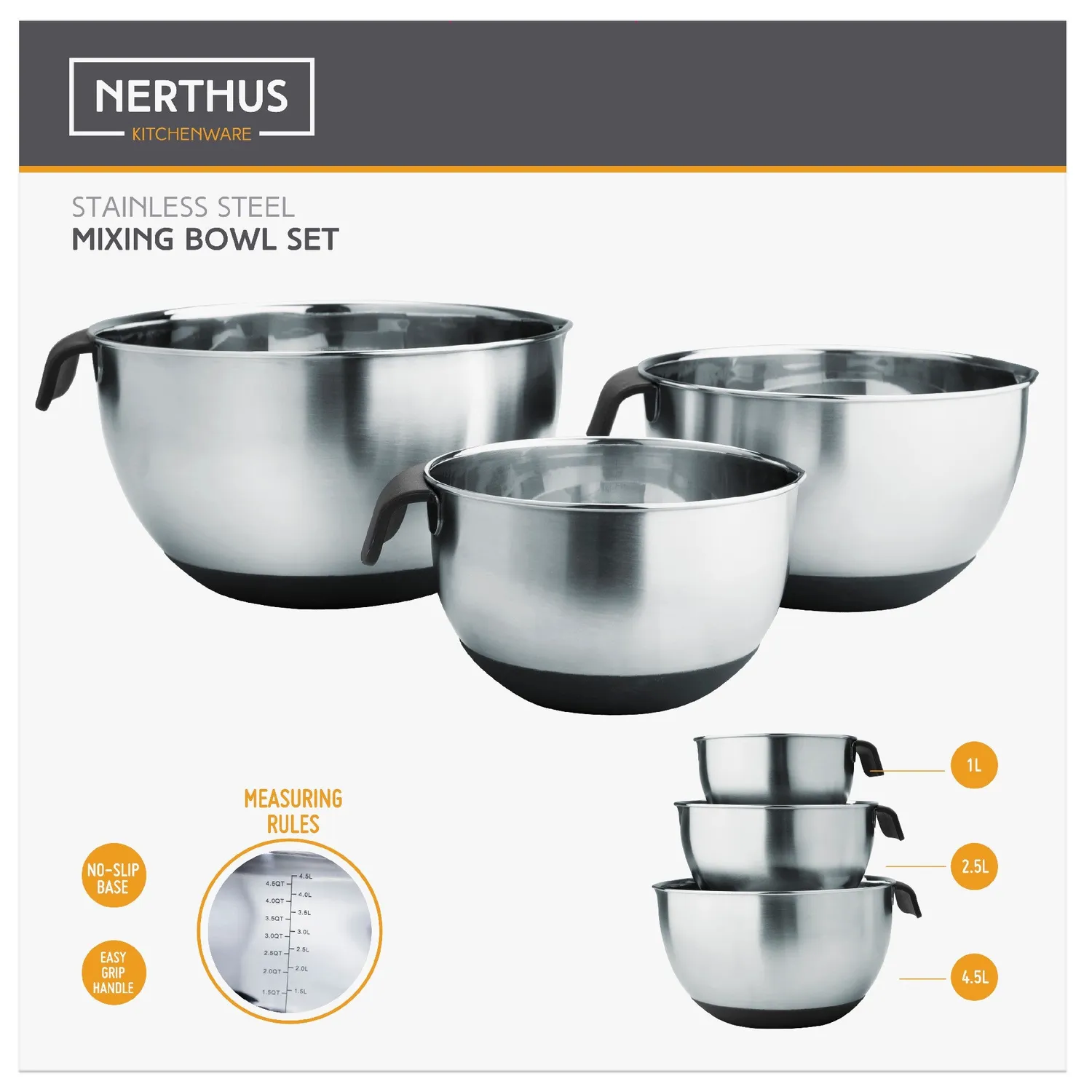 VinBouquet Set di 3 ciotole in acciaio inox antiscivolo