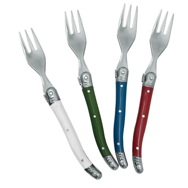 Nerthus Forchettine Antipasto Colorate 4 Pezzi Acciaio Inox