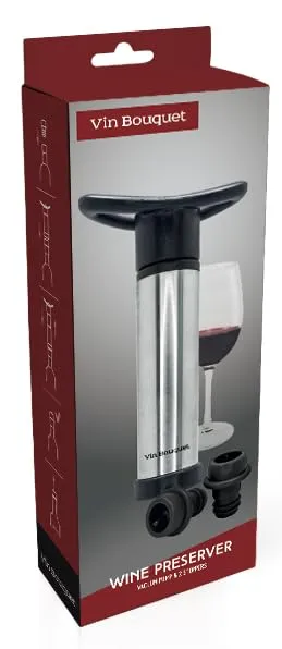 Vin Bouquet FIC 003 Pompa Sottovuoto Inox con 2 Tappi