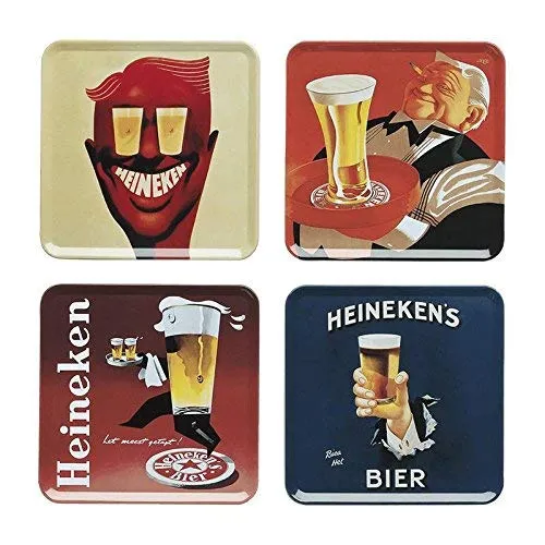 HEINEKEN BLADE set 4 sottobicchieri assortiti retrò in latta