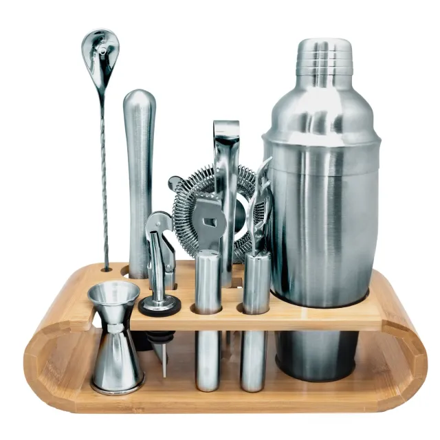 VinBouquet set cocktail con base in bambù e acciaio inox