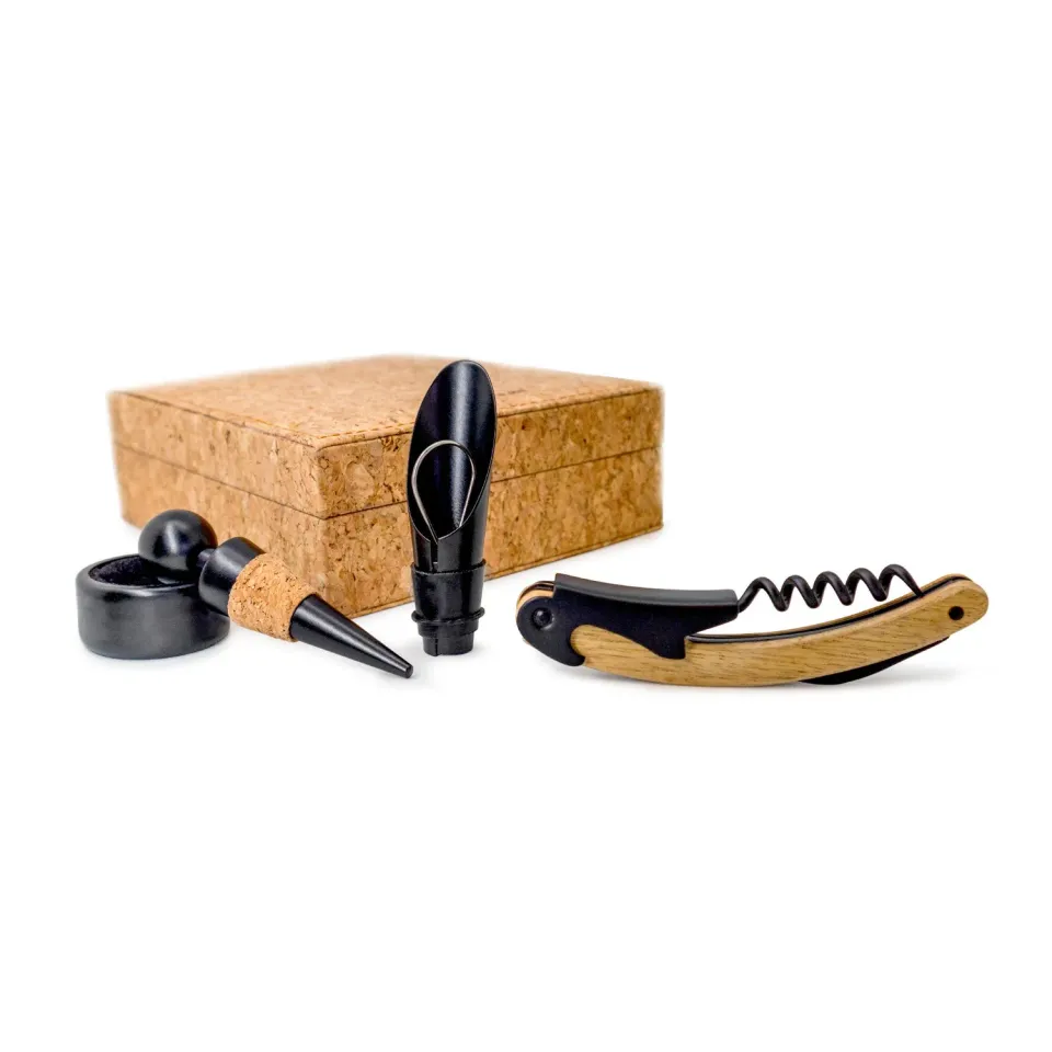 VinBouquet Set Accessori Vino 4 Pezzi in Sughero