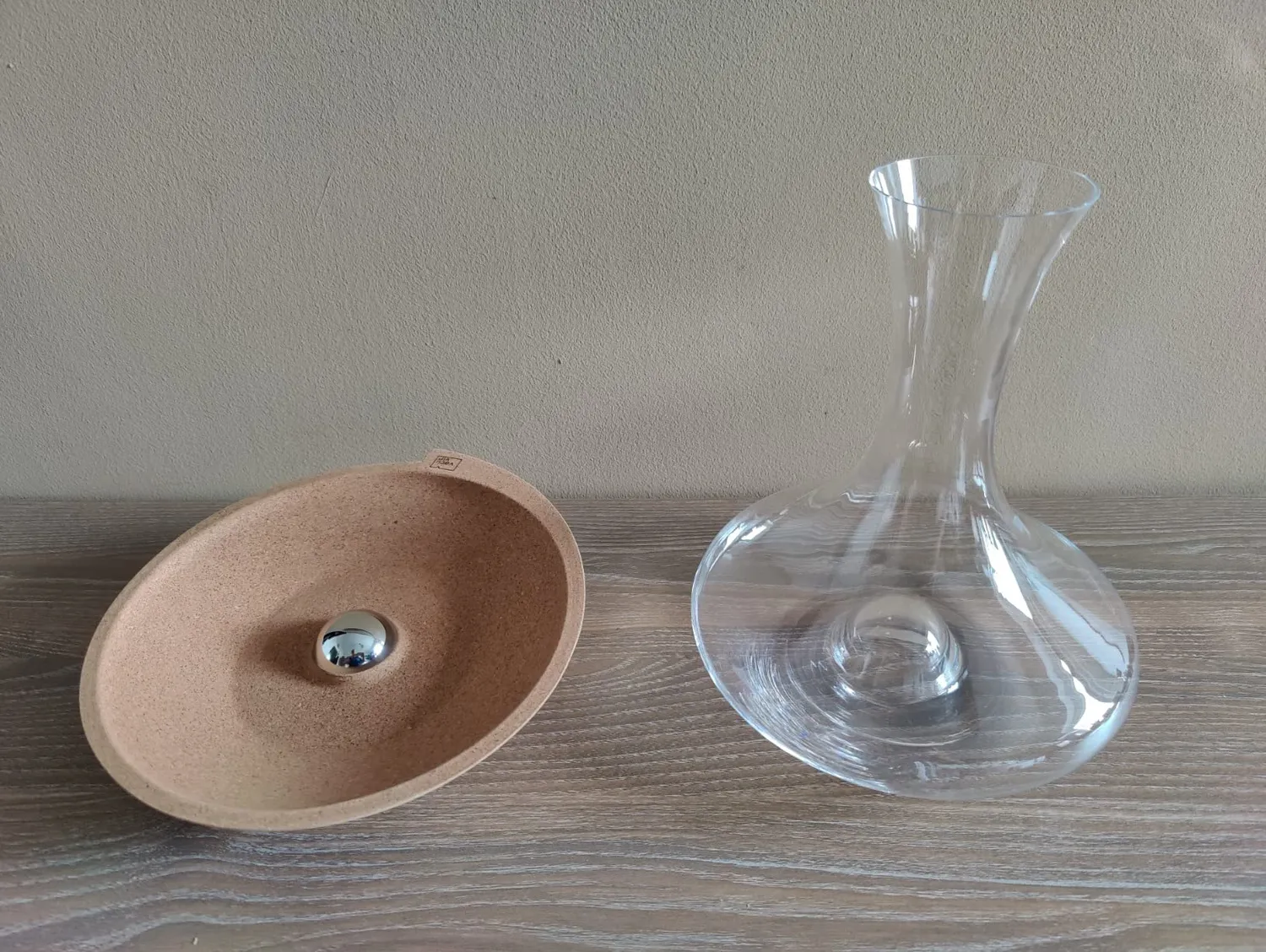 Vacuvin Decanter Vino Girevole Cristallo e Sughero