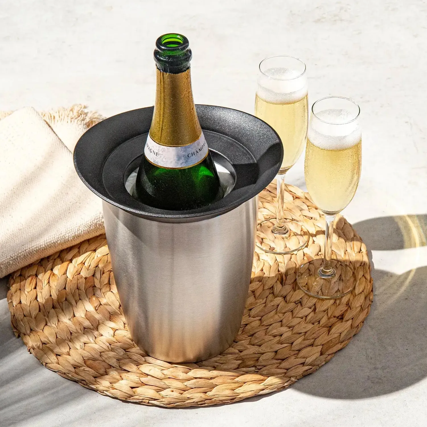 Vacuvin Elegant cooler champagne acciaio con manicotto 0,7-1 L