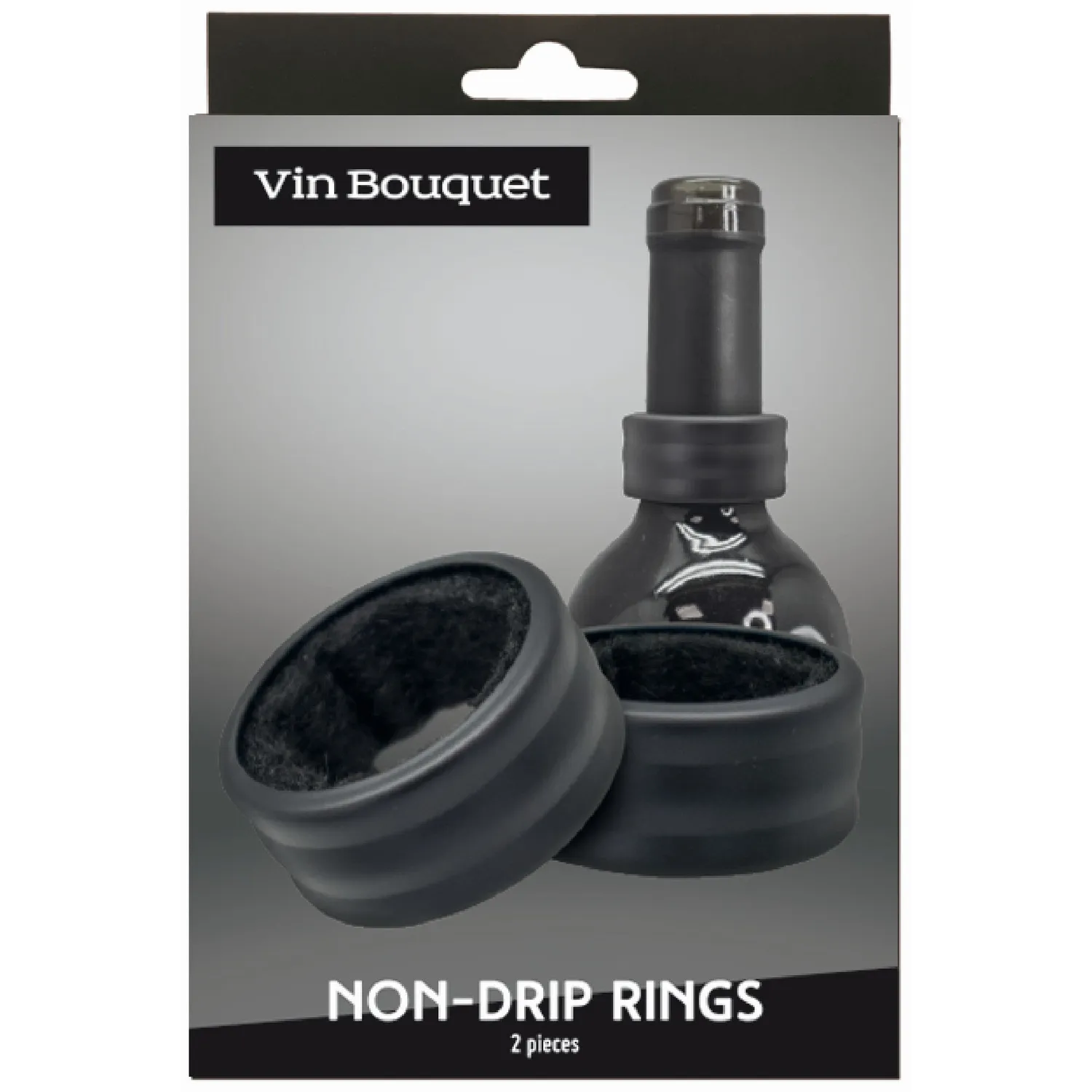 VinBouquet Set Anelli Antigoccia Vino Acciaio Feltro