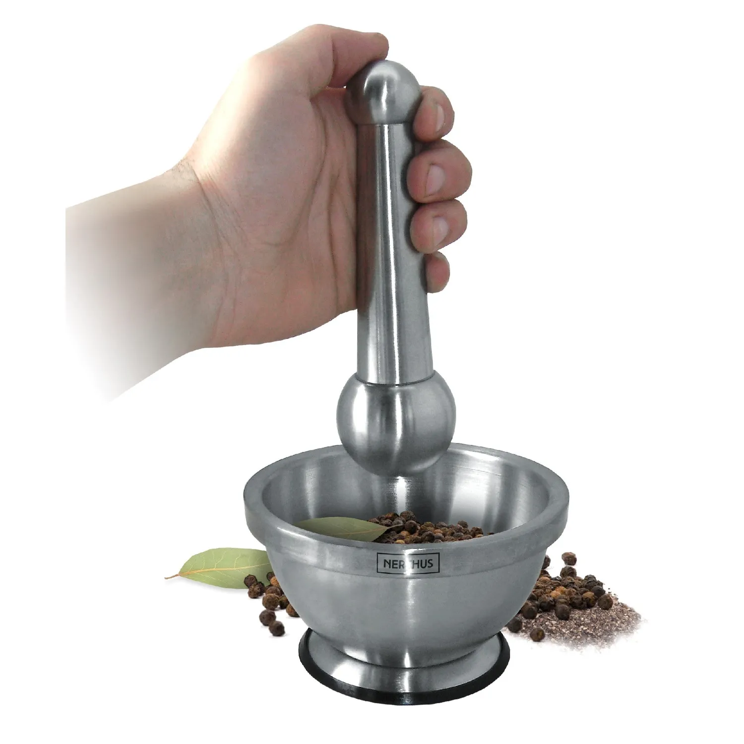 VinBouquet Mortaio Acciaio Inox antiscivolo spezie