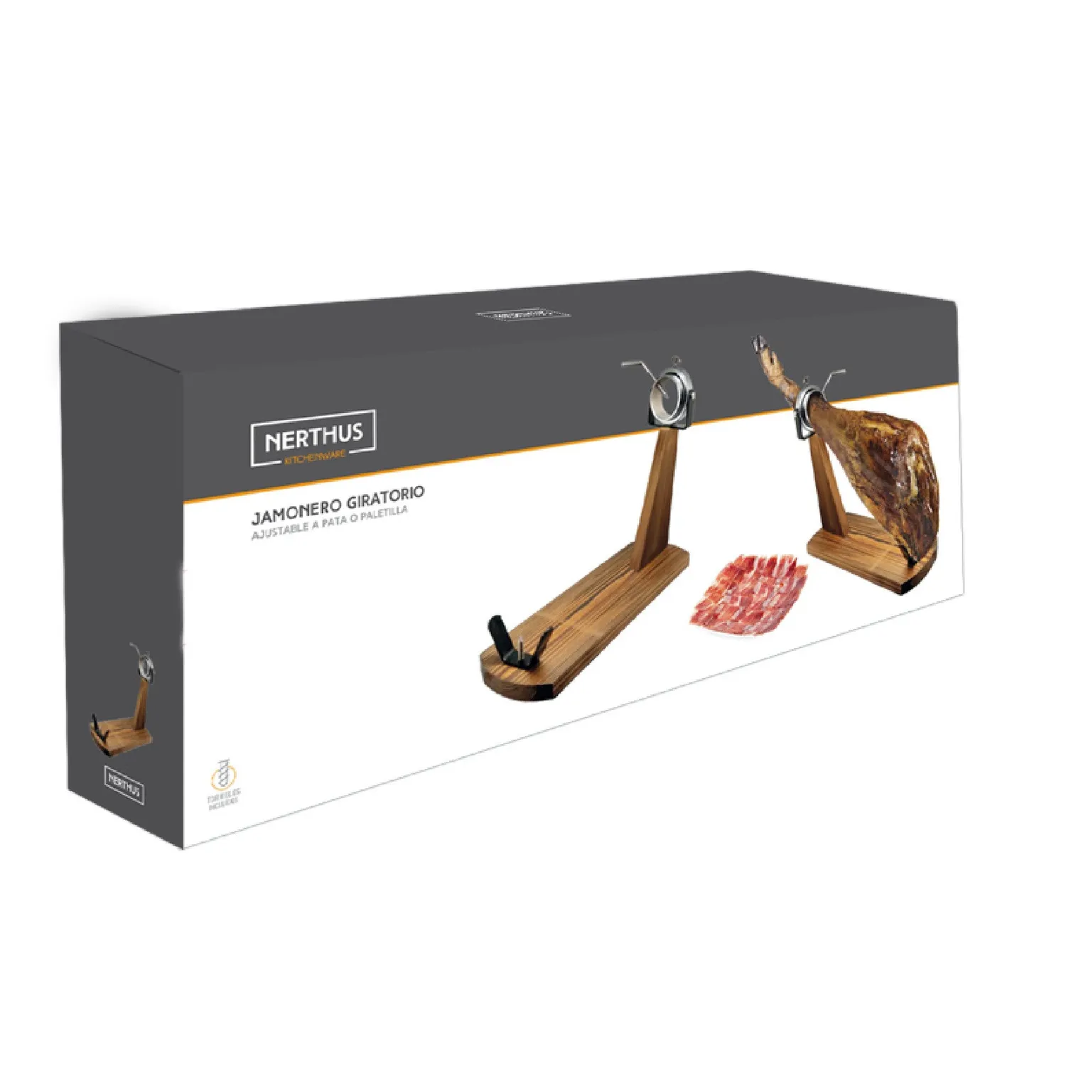 VinBouquet portasalamino con testa girevole e base in legno