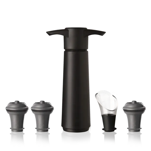 Vacu Vin Wine Saver Original pompa vino nero 4 pezzi sottovuoto