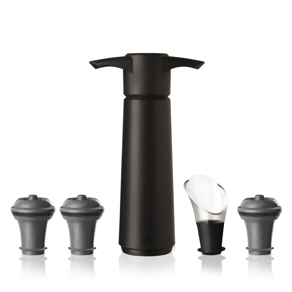 Vacu Vin Wine Saver Original pompa vino nero 4 pezzi sottovuoto