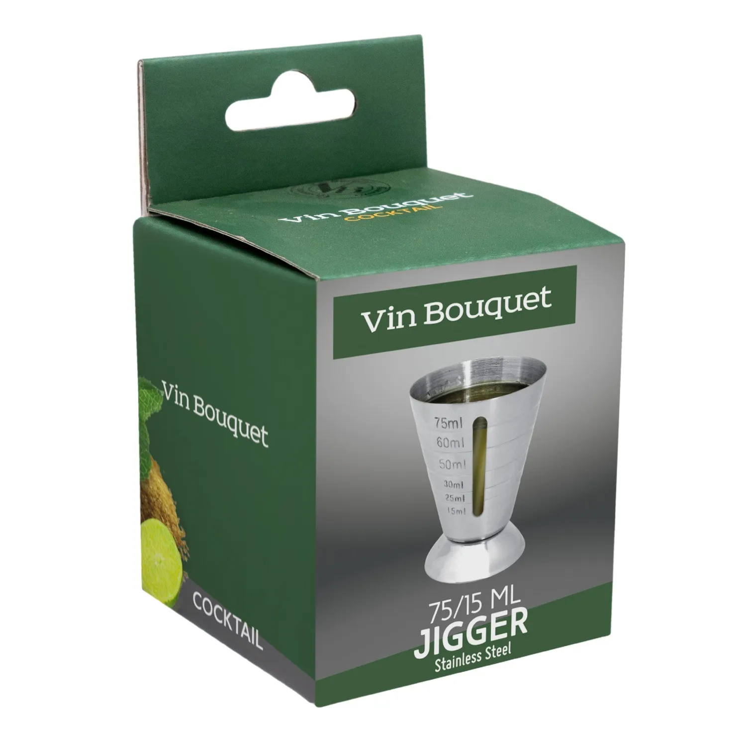 VinBouquet Top Cocktail Misurino Jigger Acciaio 75 ml