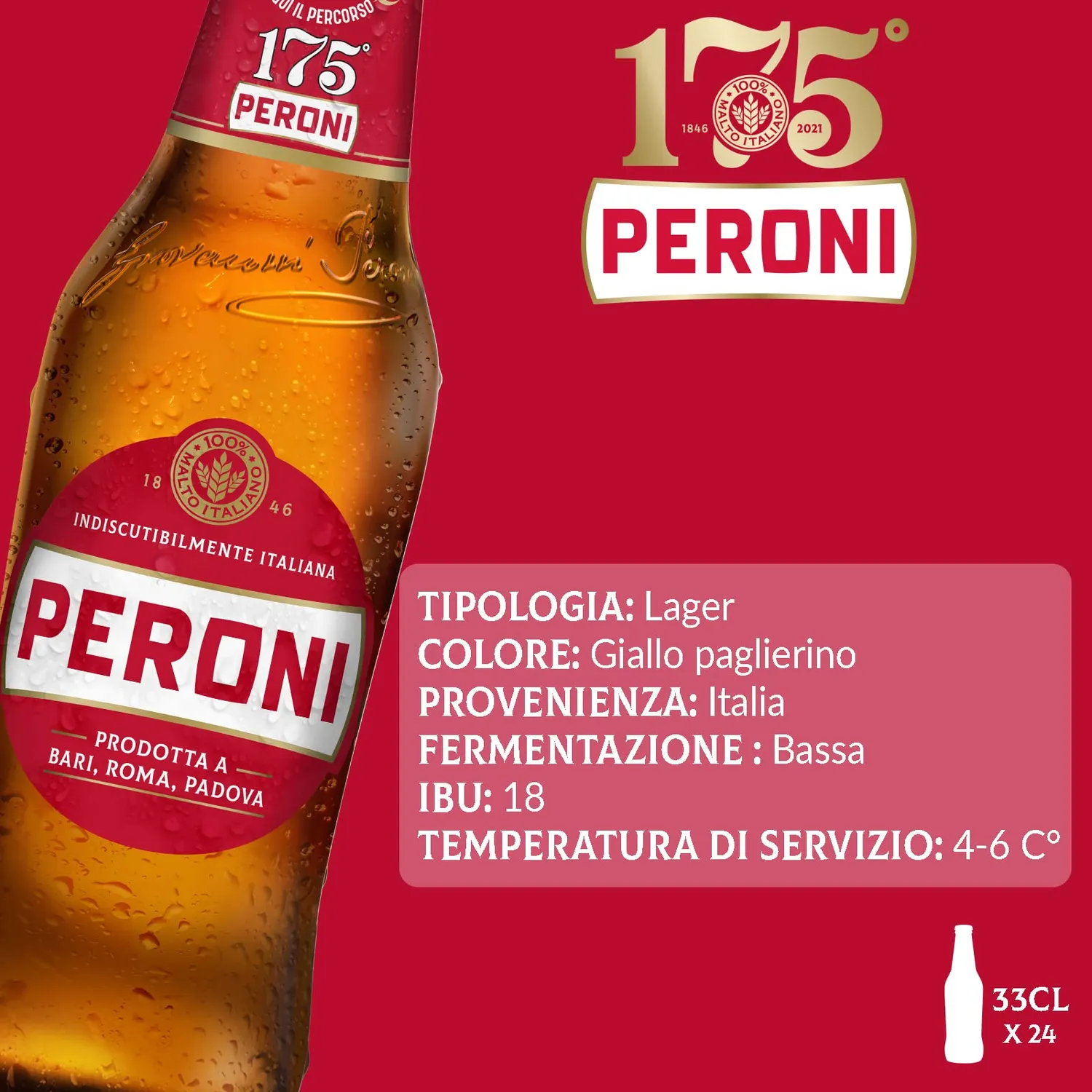 Peroni 175 Anniversario Birra Lager Malto Italiano
