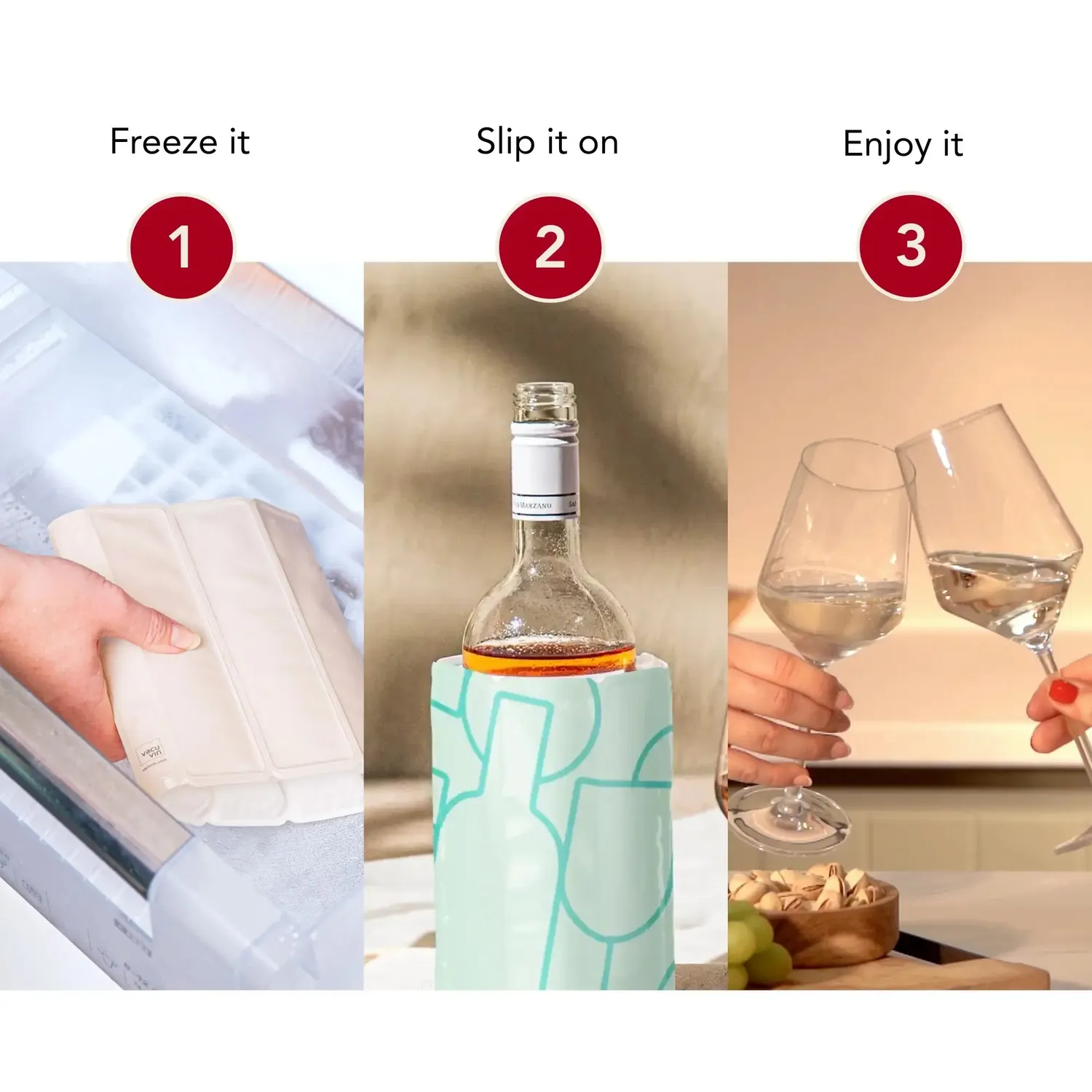 Vacuvin Cooler Sleeve Duo manicotti sabbia giada 2 pezzi
